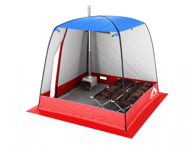 Мобильная баня-палатка МОРЖ c 2-мя окнами сине-красный в Ижевске