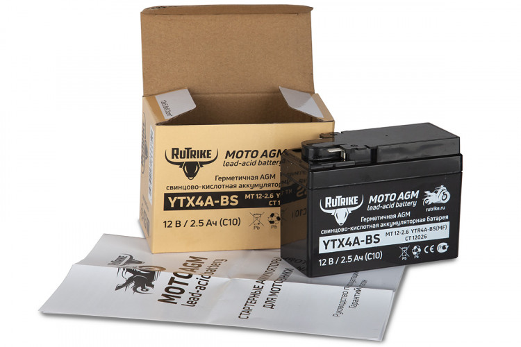 Аккумулятор стартерный для мототехники Rutrike YTX4А-BS (12V/2,5Ah) в Ижевске