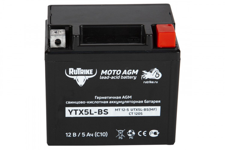 Аккумулятор стартерный для мототехники Rutrike YTX5L-BS (12V/5Ah) в Ижевске