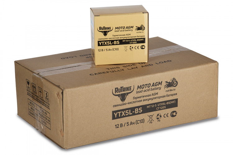 Аккумулятор стартерный для мототехники Rutrike YTX5L-BS (12V/5Ah) в Ижевске