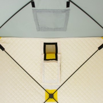 Палатка для рыбалки Helios утепл.Куб 1,5х1,5 желтый/серый в Ижевске