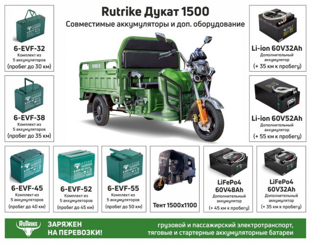 Грузовой электрический трицикл RuTrike Дукат 1500 в Ижевске